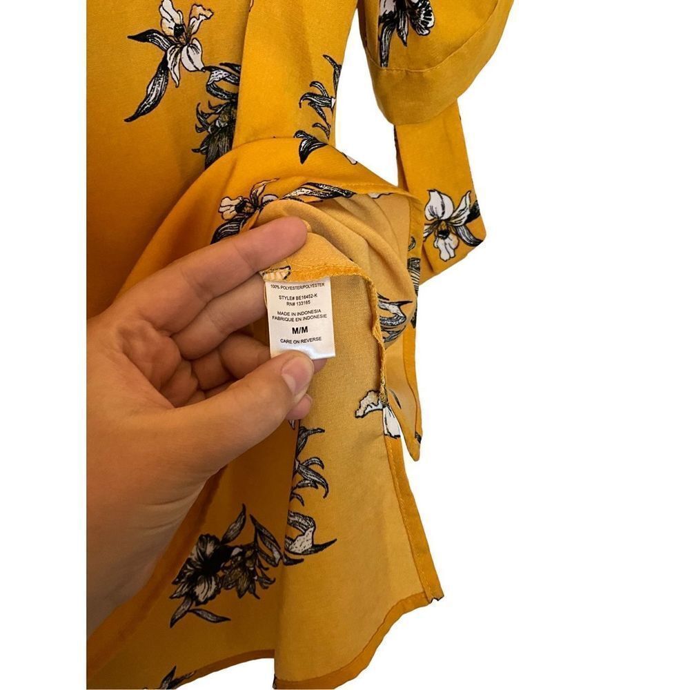 Everleigh Yellow Floral Blouse with Tie Sleeves - Picture 5 of 5